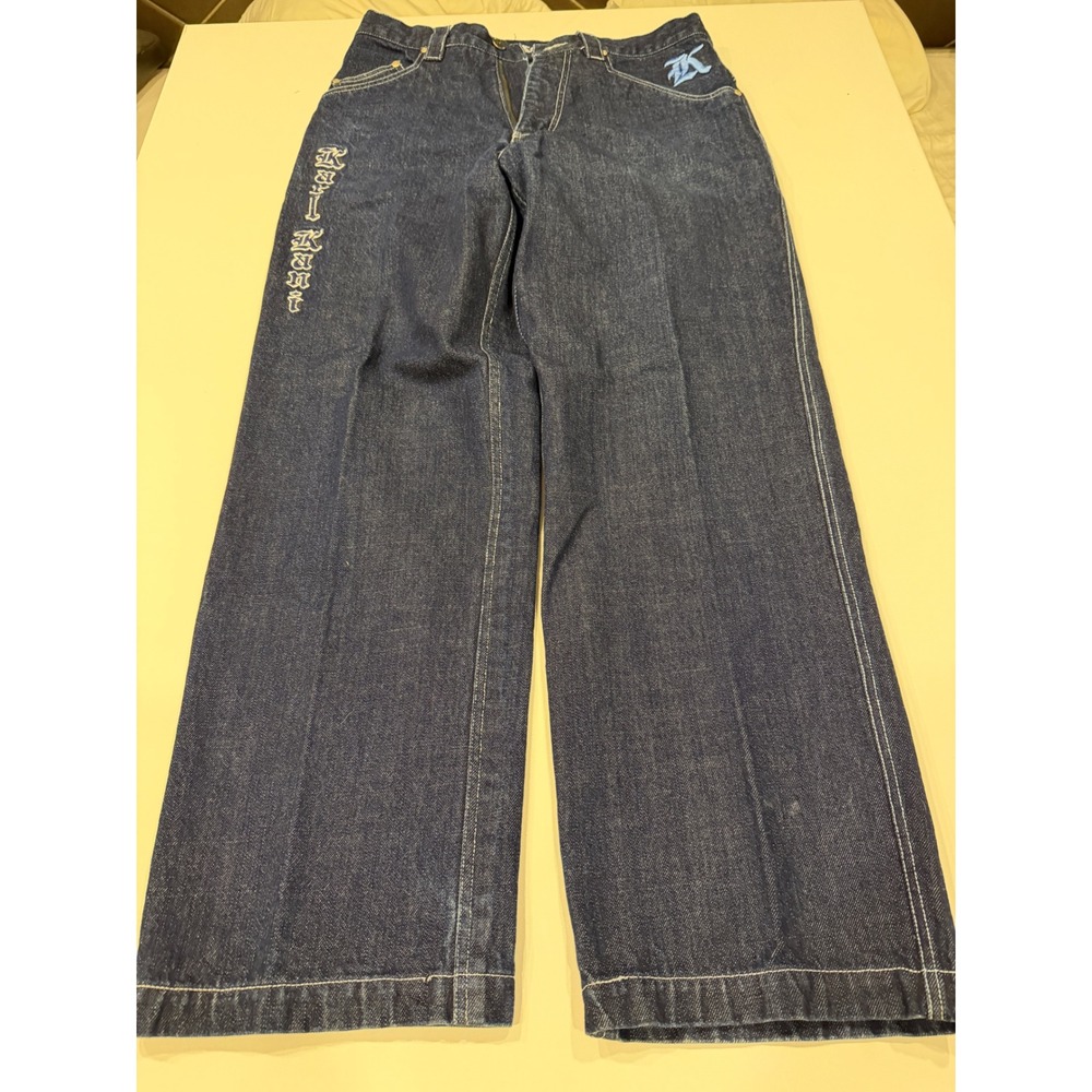Vintage Karl Kani South Central Jeans 32x32 Baggy Embroidered Hip Hop Y2K